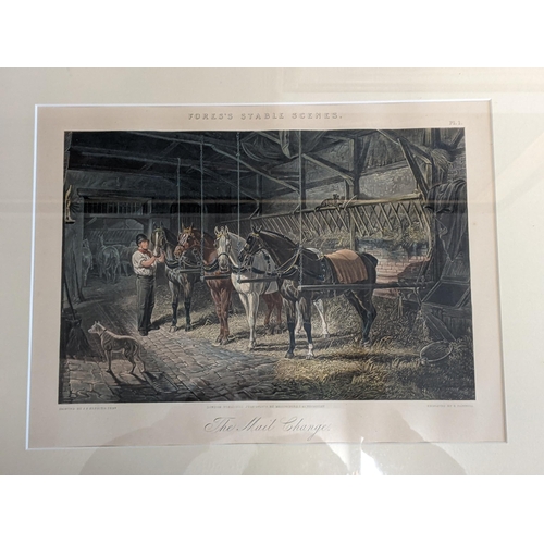 450 - Four prints from Forest Stable scenes and another titled The Mail Chain, all equestrian related pict... 