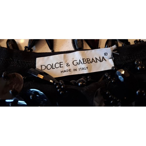 22 - Dolce & Gabbana- A black heavily beaded top A/F, label states European 42 but realistically fits a U... 