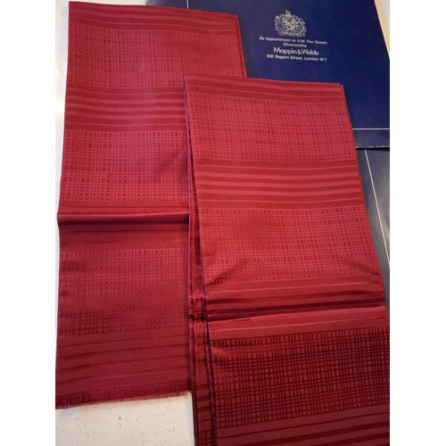 48 - Mappin & Webb- Two unworn burgundy silk gents evening scarves, approx 52