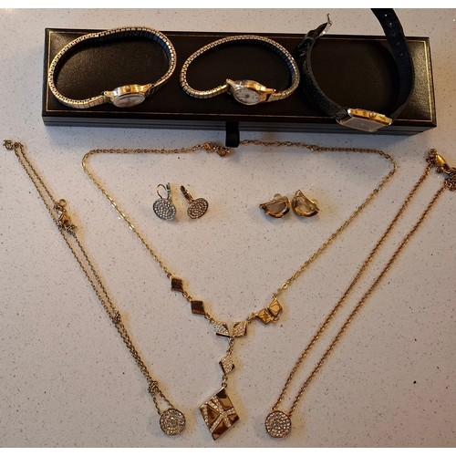 72 - A quantity of costume jewellery and fashion watches to include a Lotus 2-string simulated pearl neck... 