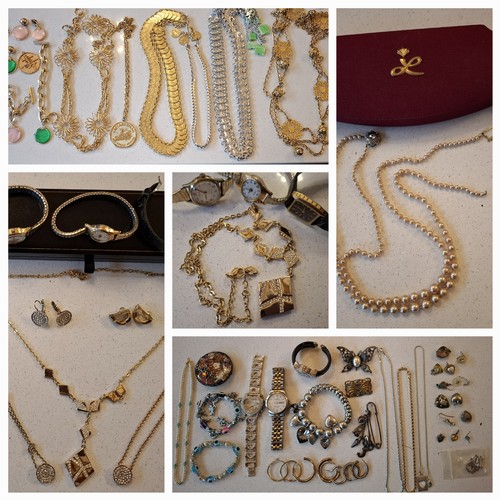 72 - A quantity of costume jewellery and fashion watches to include a Lotus 2-string simulated pearl neck... 