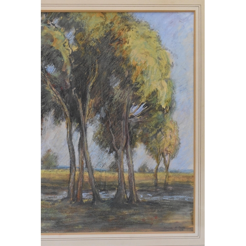 421 - Marcus Arthur Boss (B.1891) - A pastel landscape scene depicting figures by trees, signed and dated ... 