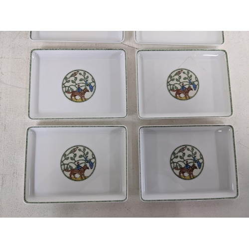 382 - Eight Hermes Early America pattern rectangular porcelain dishes, one A/F Location: 1.5
If there is n... 