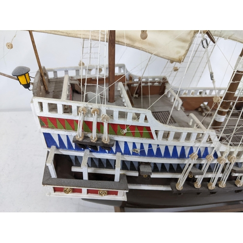 388 - A 20th century timber framed model of The Golden Hind 18th century ship Location: RAM
If there is no... 