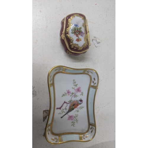 468 - A group of Limoges trinkets and small dressing table box together with one other along with a Limoge... 