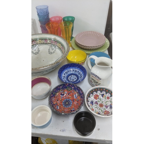 490 - A mixed lot of ceramics, glassware and other items to include Victorian hand painted tableware, to i... 