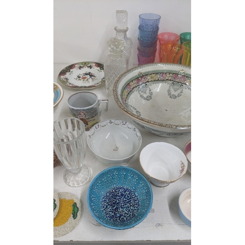 490 - A mixed lot of ceramics, glassware and other items to include Victorian hand painted tableware, to i... 