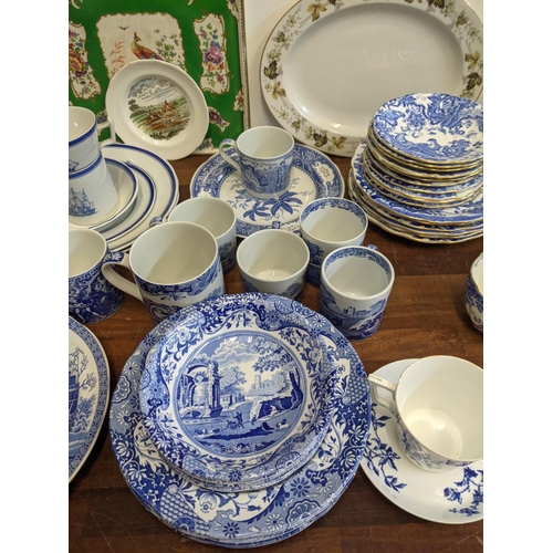 476 - A mixed lot of ceramics to Italian Spode Italian Blue, tableware's, other blue and white and Mason u... 