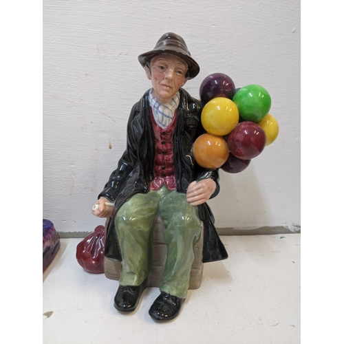 482 - Royal Doulton figures to include The Potter HN1493, The Balloon Man HN1315 and The Old Balloon Selle... 