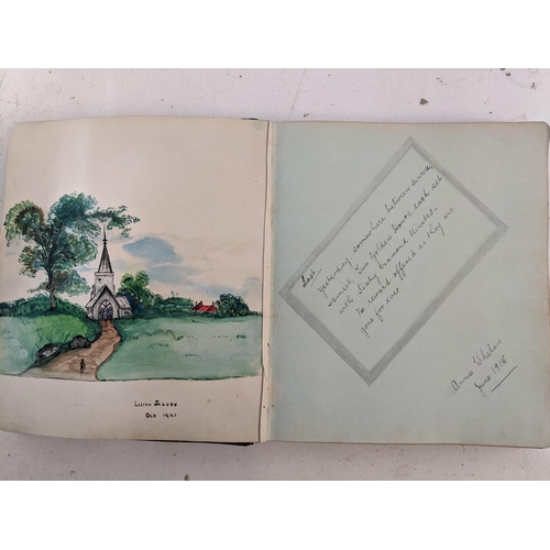 332 - An early 20th century teenager's autograph books containing humorous verses, comments and illustrati... 