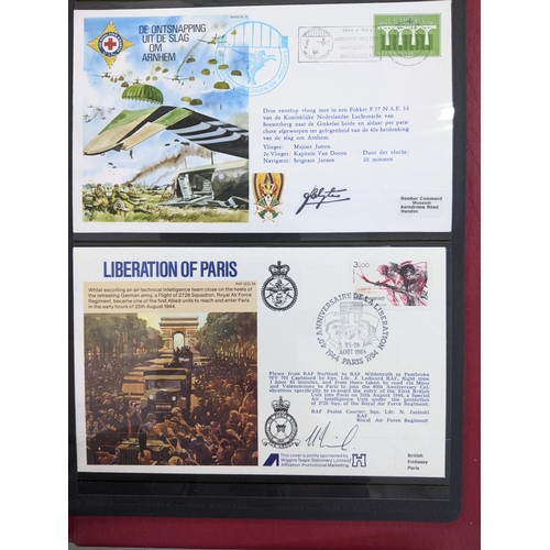 342 - Two albums of signed 1st Day covers with a military RAF and escapee theme, most signed by the releva... 