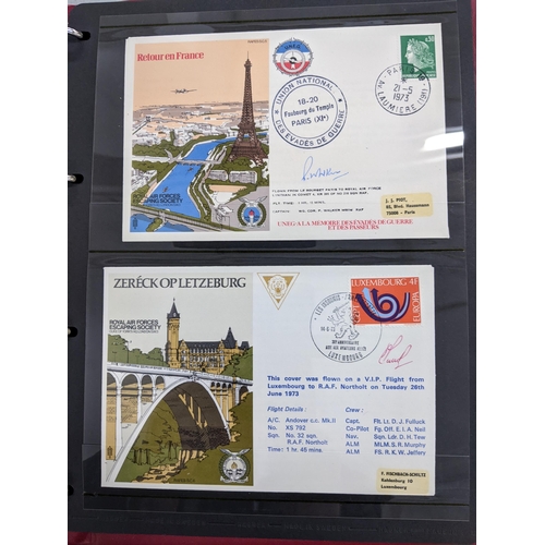 342 - Two albums of signed 1st Day covers with a military RAF and escapee theme, most signed by the releva... 