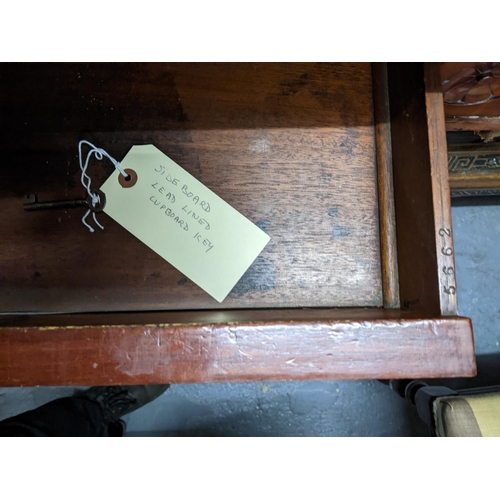 357 - Victorian mahogany mirrored backed sideboard with internal lead lined cellarette drawer to right sid... 