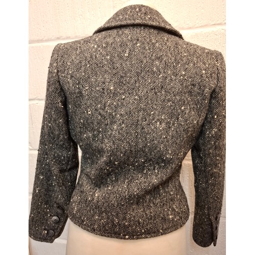 3 - YSL- A Rive Gauche fitted ladies jacket in a grey, black and white woollen colour-way, European size... 