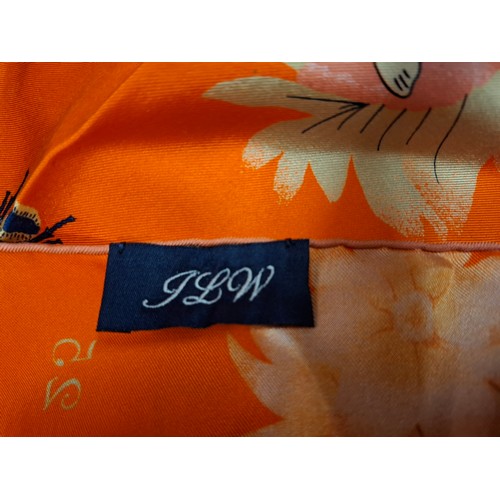 24 - Coutts- A commissioned Henry Poole & Co orange silk scarf with an attached label with the recipient'... 