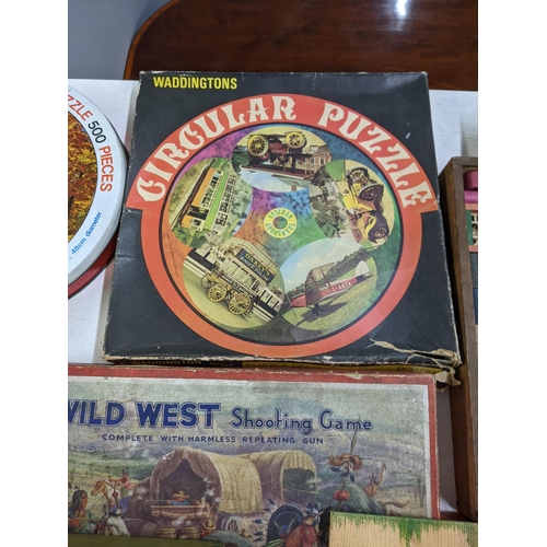 1 - A collection of vintage puzzles and games to include Wild West Shooting game, The Dover Patrol, Wadd... 