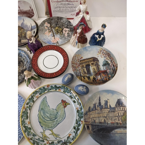 148 - A collection of ceramics to include six Doulton lady figurines, two Copeland Spode dishes, a collect... 