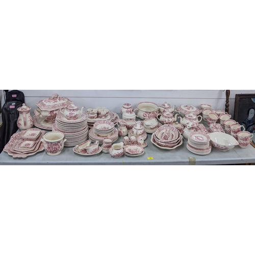 16 - A large collection of Masons Stratford red and white patterned dinner service to include: lidded tur... 