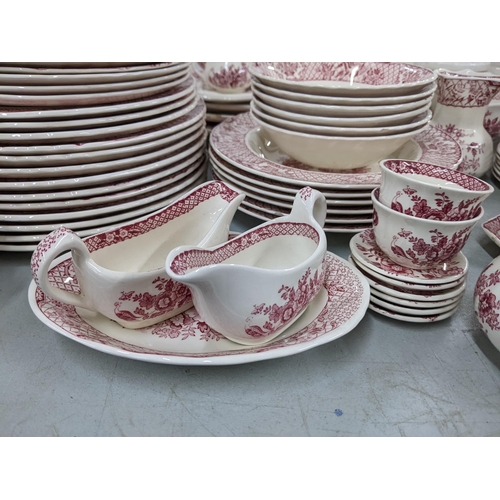 16 - A large collection of Masons Stratford red and white patterned dinner service to include: lidded tur... 