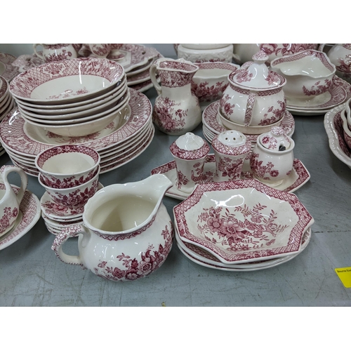 16 - A large collection of Masons Stratford red and white patterned dinner service to include: lidded tur... 