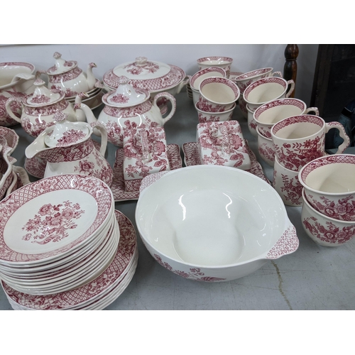 16 - A large collection of Masons Stratford red and white patterned dinner service to include: lidded tur... 