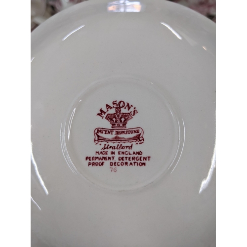 16 - A large collection of Masons Stratford red and white patterned dinner service to include: lidded tur... 