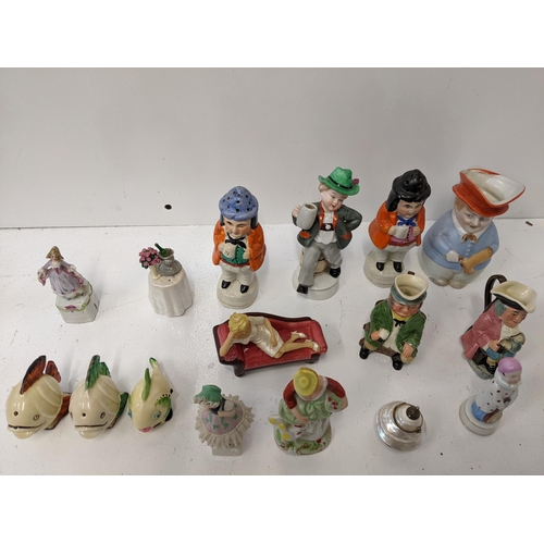 166 - Collectable ceramics to include a pair of Clarice Cliff salt and pepper shakers fashioned as a fish,... 