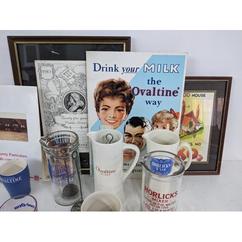 25 - Ovaltine related ceramics and china, folders and pictures including maps and diagrams of the farm an... 