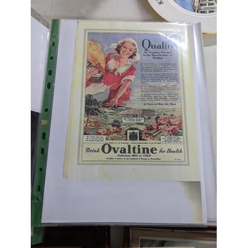 25 - Ovaltine related ceramics and china, folders and pictures including maps and diagrams of the farm an... 