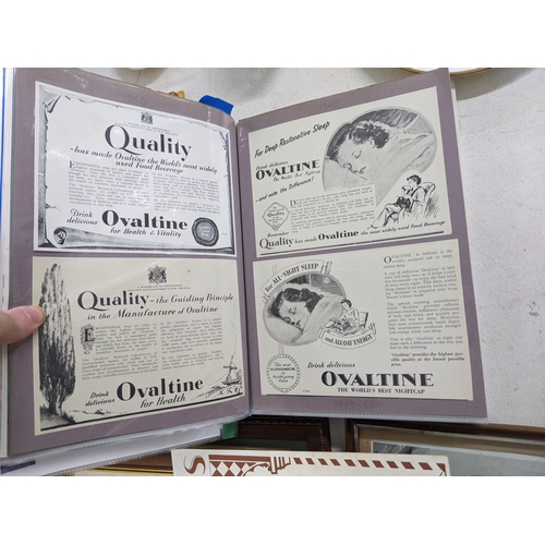 25 - Ovaltine related ceramics and china, folders and pictures including maps and diagrams of the farm an... 