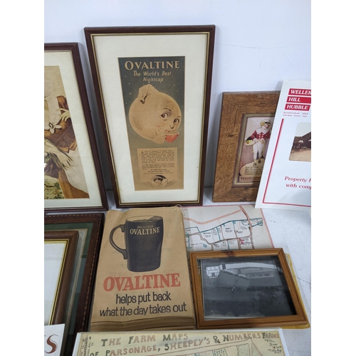 25 - Ovaltine related ceramics and china, folders and pictures including maps and diagrams of the farm an... 