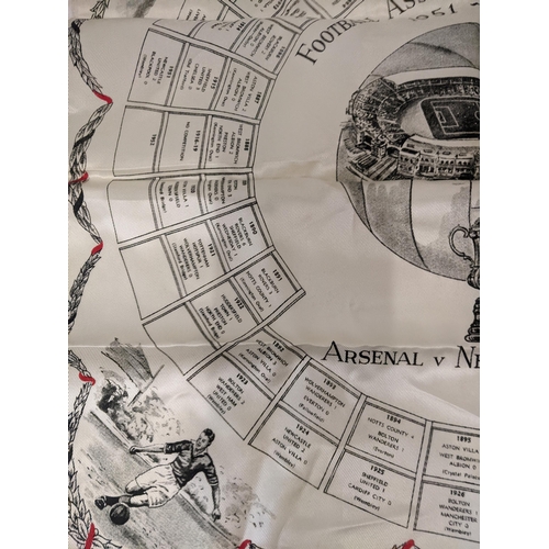 291 - A 1951-1952 Football Assassination Cup Final scarf commemorating the match between Arsenal and Newca... 