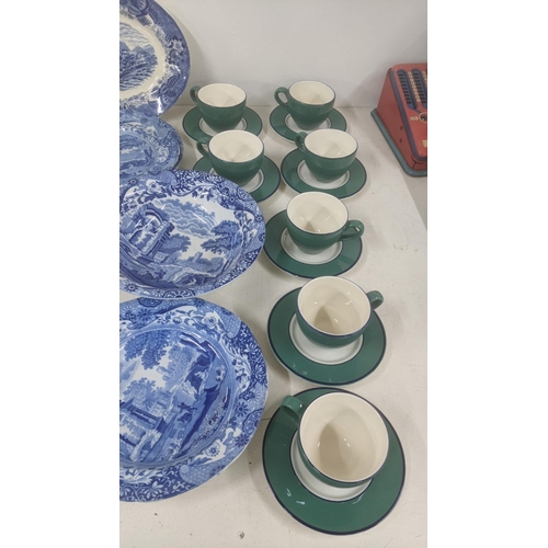 38 - A mixed lot of ceramics to include blue and white tableware including 19th century Spode plates and ... 