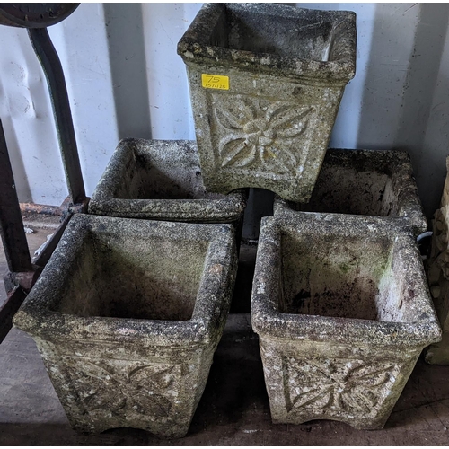 75 - Five cast stoneware garden square formed planters, 26cm h x 26cm w
Location: RC
If there is no condi... 