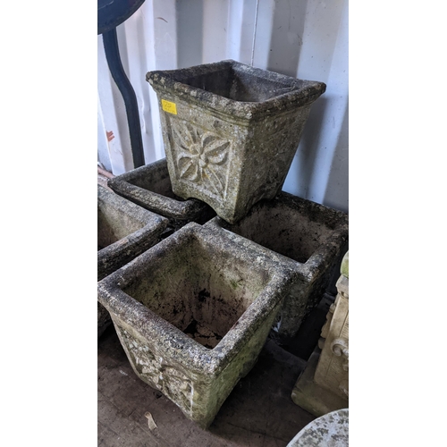 75 - Five cast stoneware garden square formed planters, 26cm h x 26cm w
Location: RC
If there is no condi... 