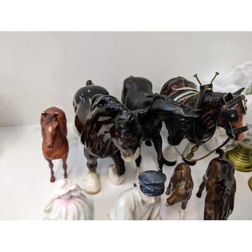 141 - A collection of ceramic ornaments to include a Beswick donkey A/F, a Royal Doulton 'Buttercup' figur... 