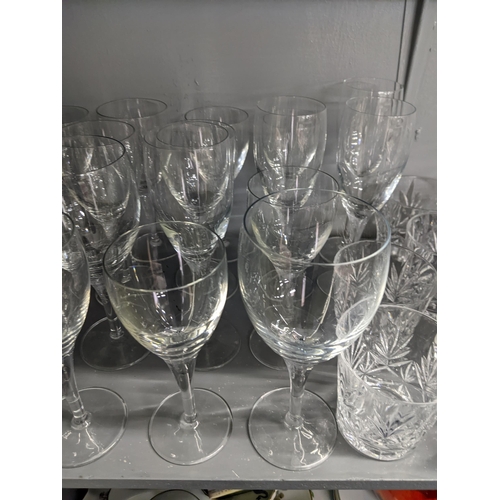 27 - A large selection of glassware to include some crystal, wine glasses, tumblers and other items
Locat... 