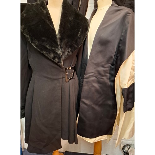 29 - Ladies clothing comprising a Tomasi black fitted jacket European size 42, a Tomasi black and cream s... 