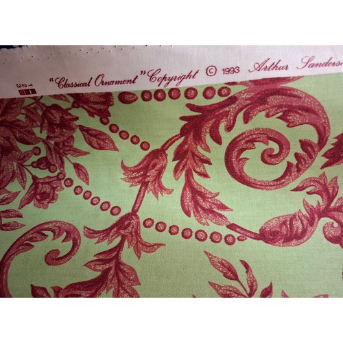 83 - Sanderson- 'Classical Ornament', circa 1993, a bolt of cotton fabric in a green and red colour-way o... 