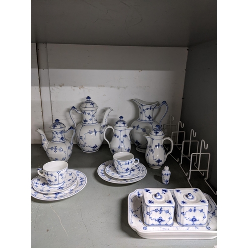 117 - A selection of Royal Copenhagen Blue fluted pattern table wares to include a double inkstand with tw... 