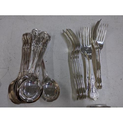 12 - Silver plate and EPNS items to include a tray, a large dish and a large collection of cutlery Locati... 