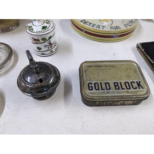 13 - A mixed lot to include a telephone, two trays, a commemorative Desert Force ashtray, a Dartington Cr... 