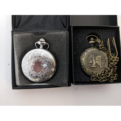 135 - A boxed reproduction Sekonda silver coloured pocket watch and boxed compass designed as a pocket wat... 