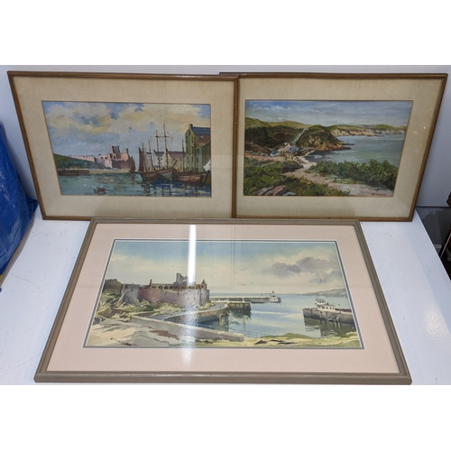 362 - John Hobson Nichols and J E Carline three watercolours,  Views of the Isle of Man
Location: BWR
If t... 