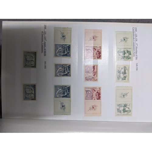 367 - A stamp collection of Czechoslovakian stamps mounted in four albums, along with a 1997 catalogue of ... 