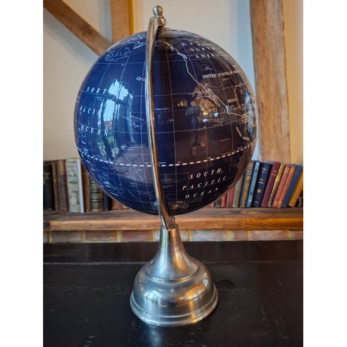 199 - A blue Legend globe on a white metal base, approx 50cm high. Location:
If there is no condition repo... 