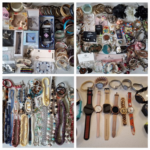 112 - A large quantity of modern costume jewellery, key rings, hair accessories, fashion and sports watche... 