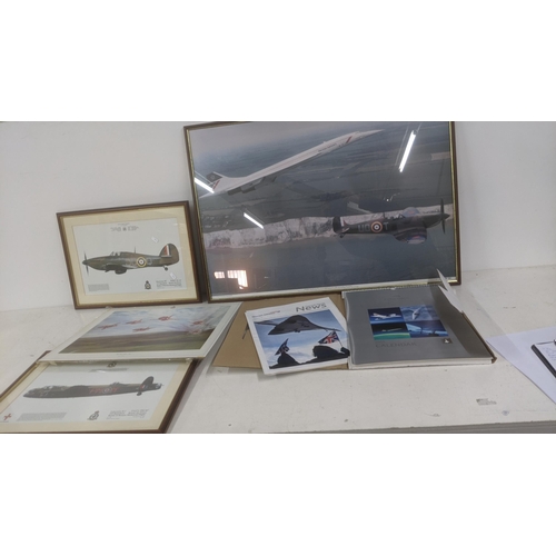 397 - A group of RAF and aviation pictures and prints to include an example after Robert Taylor titled 'Th... 