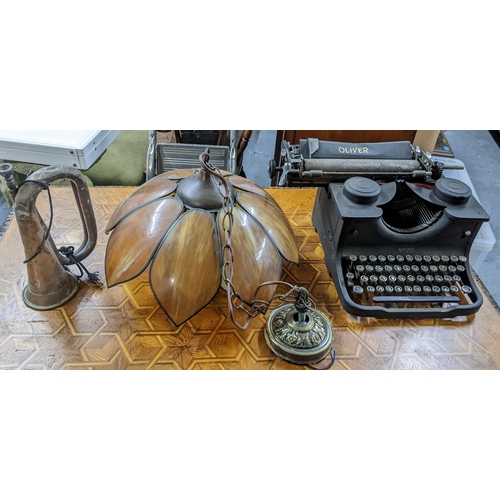 274 - A mixed lot to include a bugle, hanging shade and an Oliver typewriter
Location: GR
If there is no c... 