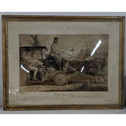 431 - A framed and glazed John Leech (1817-1864) A Friendly Mount, Gone Away, Where There's a Will, There'... 